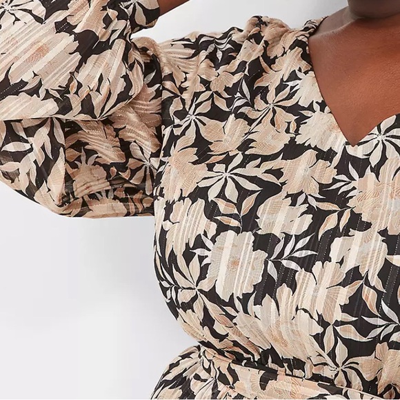 Lane Bryant Black, Cream with a touch of sparkle Floral Holidays Dress. - Picture 4 of 5